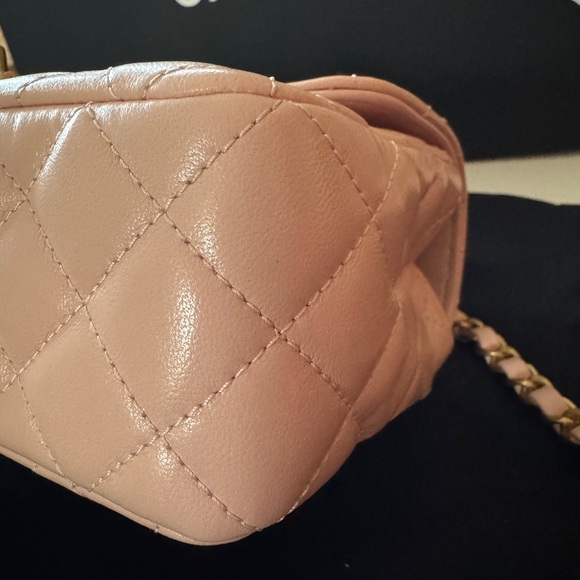 Authentic CHANEL Pink Mini Flap Bag, Crystal Handle, Original Packaging +Receipt - Picture 7 of 16
